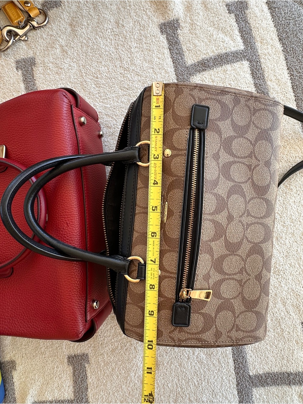 Coach Brown Signature Canvas Satchel with Black Leather Trim 2018 Coach Rowan - Picture 3 of 7